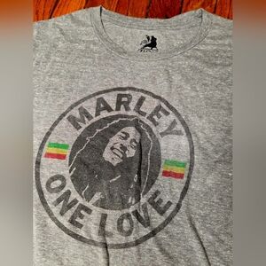 Bob Marley Mens Size XXL 2XL Zion Rootswear One Love Gray T Shirt B5